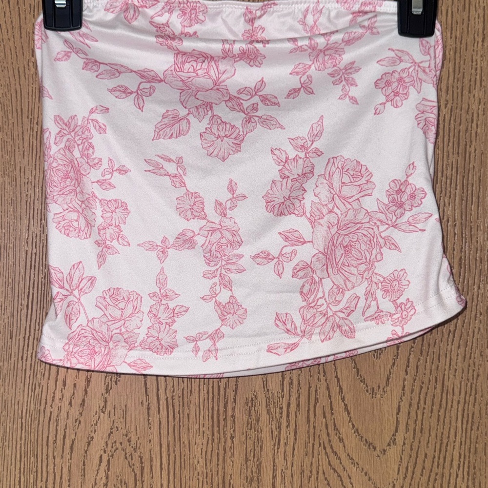 Floral Pink and White Women's Tube Top
